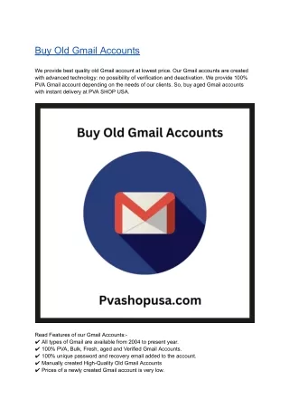 Top 3.3 Sites to Buy Old Gmail Accounts Old and New