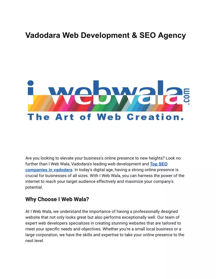 vadodara web development seo agency