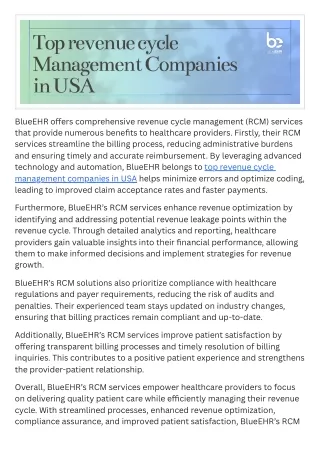 Top revenue cycle management companies in USA