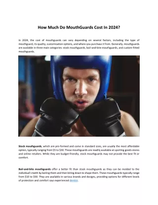 How Much Do MouthGuards Cost In 2024?
