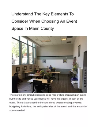 Understand The Key Elements To Consider When Choosing An Event Space In Marin County