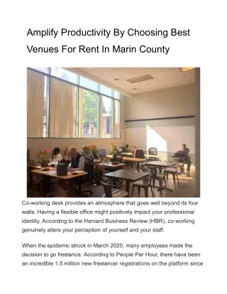 Amplify Productivity By Choosing Best Venues For Rent In Marin County