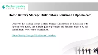 Home Battery Storage Distributors Louisiana Rpe-na.com