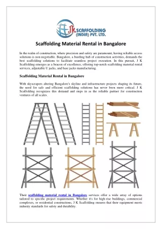 Scaffolding Material Rental in Bangalore