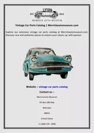 Vintage Car Parts Catalog   Merrickautomuseum.com