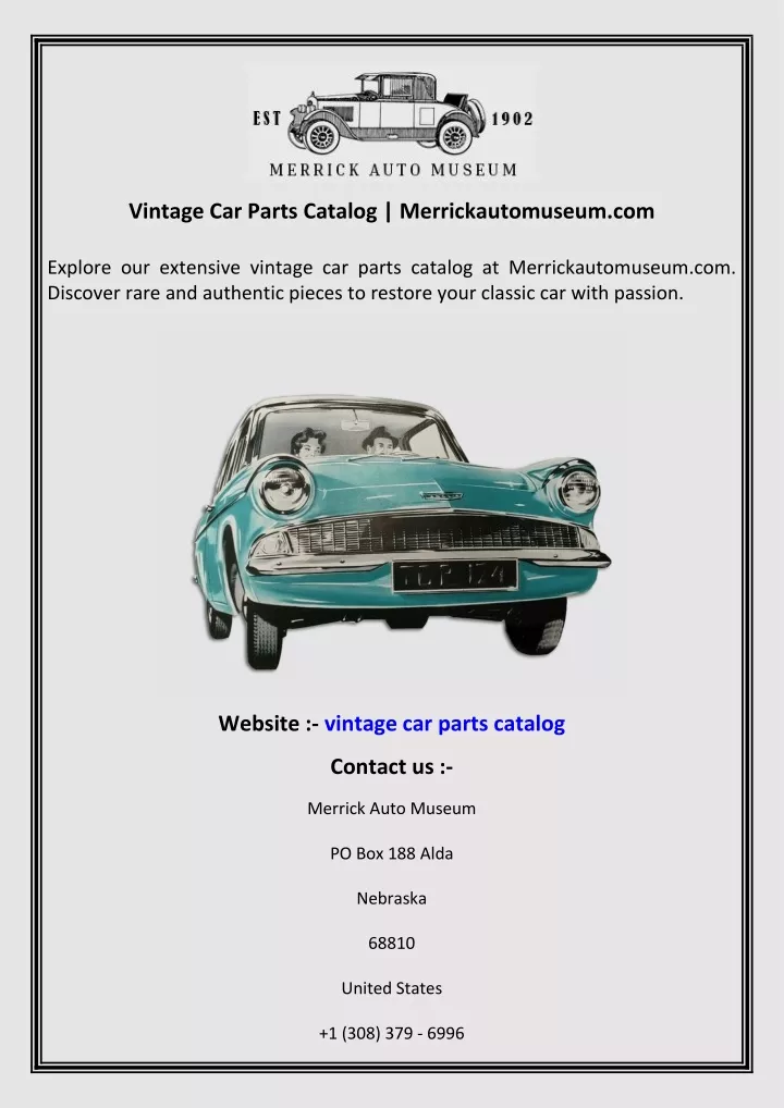 vintage car parts catalog merrickautomuseum com