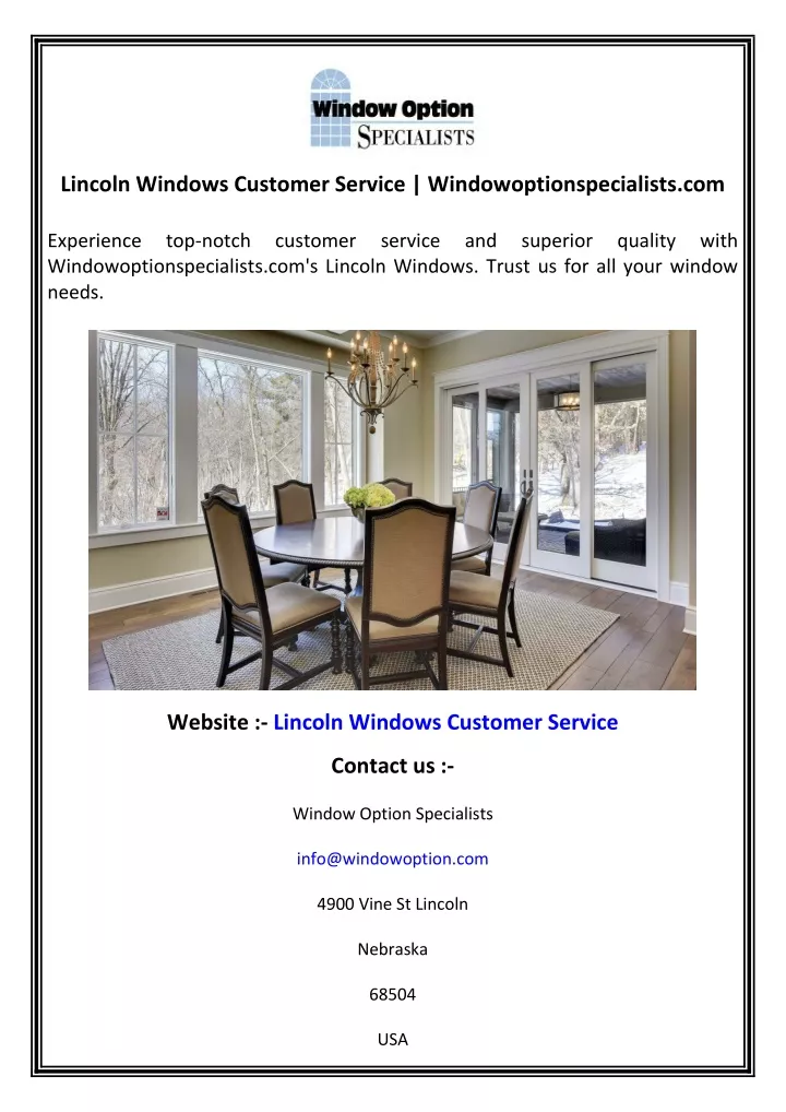 lincoln windows customer service