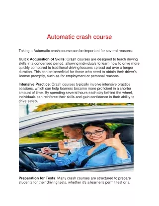 Automatic crash course