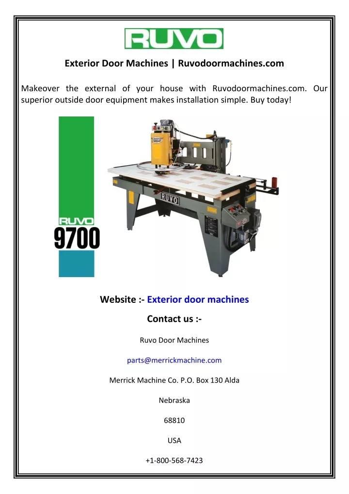 exterior door machines ruvodoormachines com