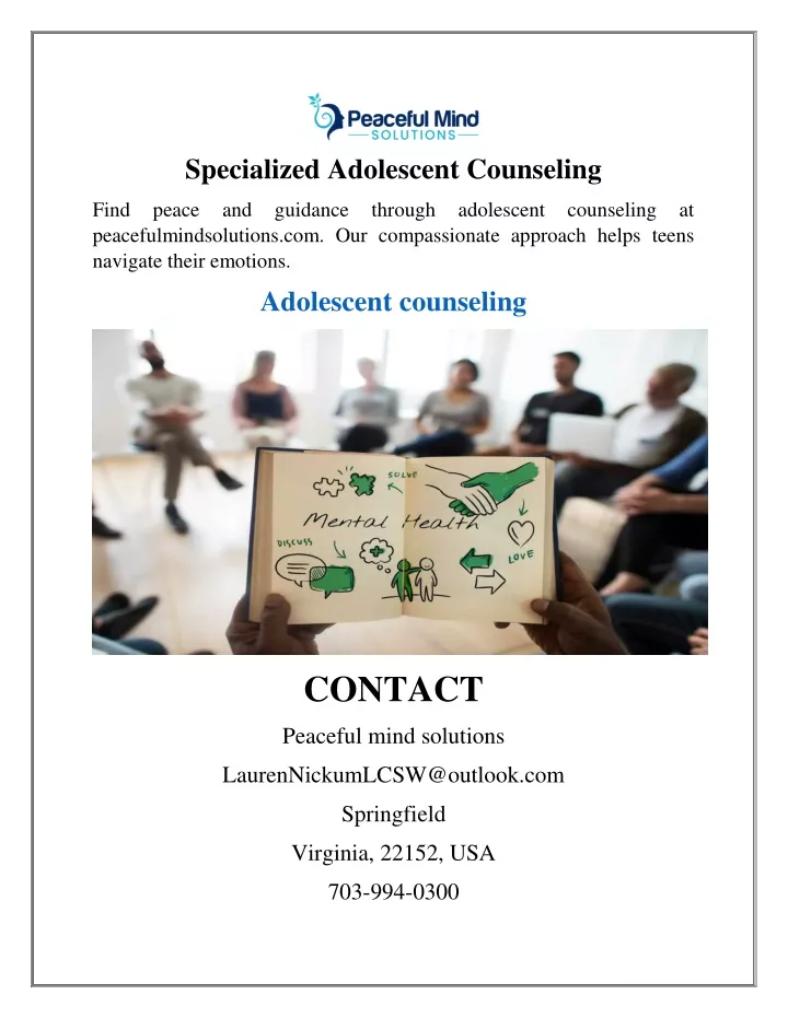 specialized adolescent counseling