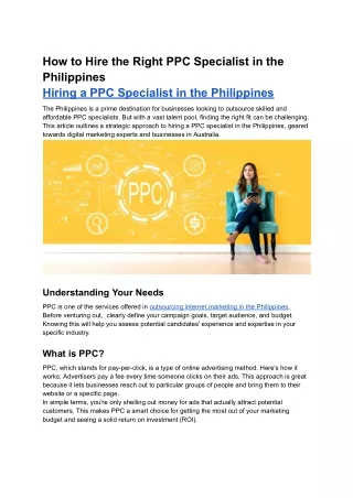 How to Hire the Right PPC Specialist in the Philippines