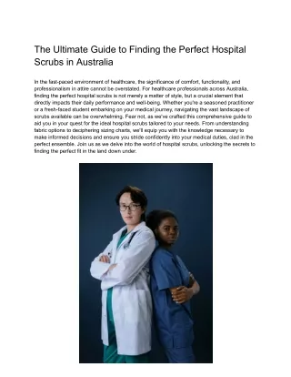 The Ultimate Guide to Finding the Perfect Hospital Scrubs in Australia