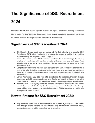 The Significance of SSC Recruitment 2024