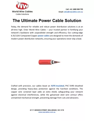 The Ultimate Power Cable Solution