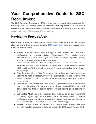 Your Comprehensive Guide to SSC Recruitment_ How to Navigate FreeJobAlert