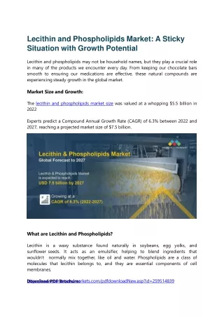 Lecithin and Phospholipids Market: A Sticky Situation with Growth Potential