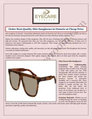 Order Best-Quality Dita Sunglasses in Ontario at Cheap Price