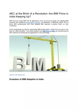 AEC at the Brink of a Revolution: Are BIM Firms in India Keeping Up?