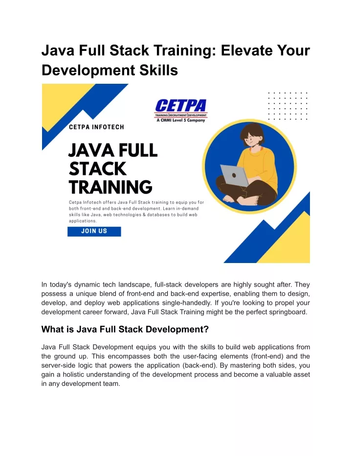 java full stack training elevate your development