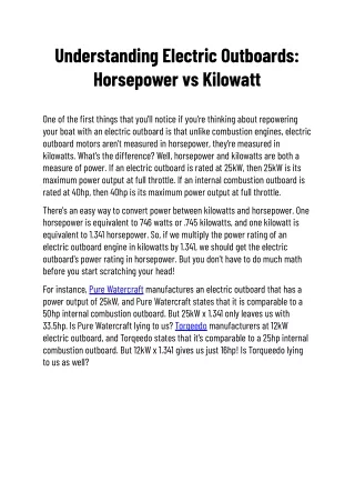 understanding electric outboards horsepower