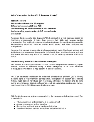 Whats Included in the ACLS Renewal Costs?