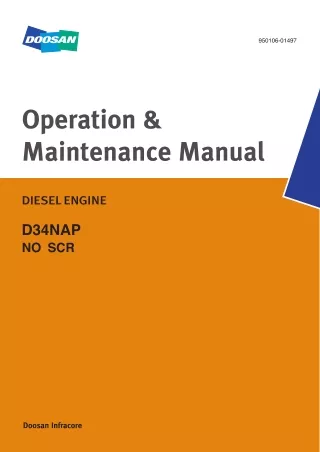 Doosan D34NAP NO SCR Diesel Engine Service Repair Operation Maintenance Manual