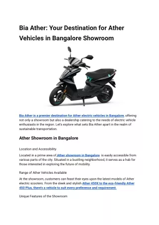 Bia Ather_ Your Destination for Ather Vehicles in Bangalore Showroom