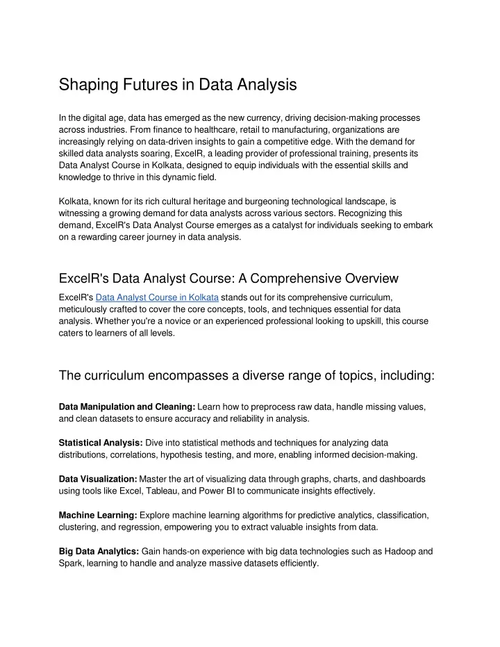 shaping futures in data analysis