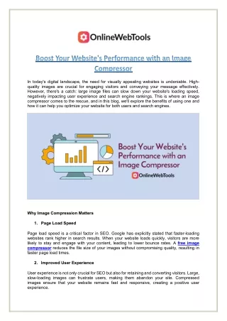 Boost Your Website's Performance with an Image Compressor - Onlinewebtools.org