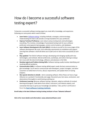 How do I become a successful software testing expert