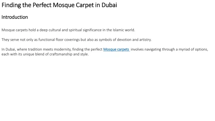 finding the perfect mosque carpet in dubai