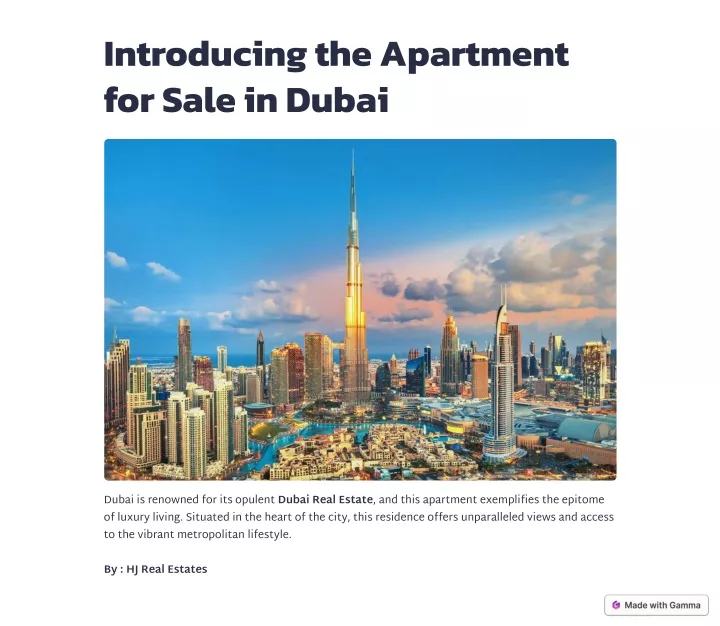 introducing the apartment for sale in dubai
