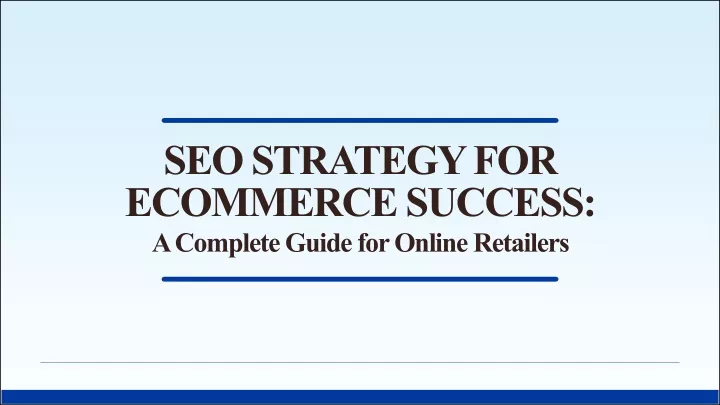 seo strategy for ecommerce success