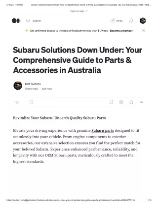 Subaru Solutions Down Under_ Your Comprehensive Guide to Parts & Accessories in Australia