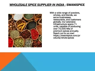 Wholesale Spice Supplier in India - swanispice