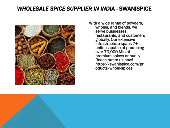 wholesale spice supplier in india swanispice