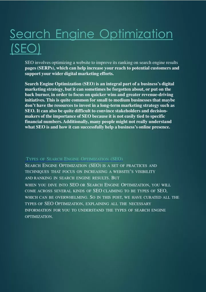 search engine optimization seo