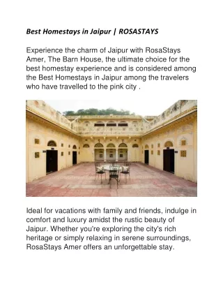 Best Homestays in Jaipur | ROSASTAYS