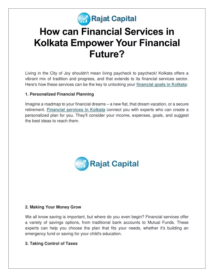 how can financial services in kolkata empower