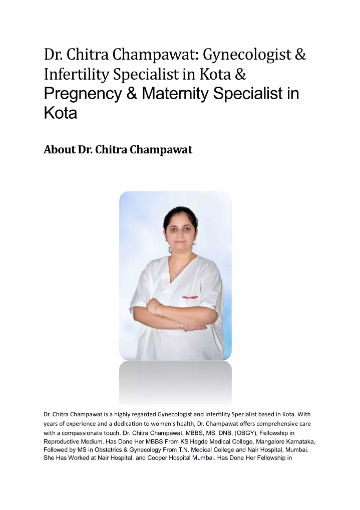 dr chitra champawat gynecologist infertility
