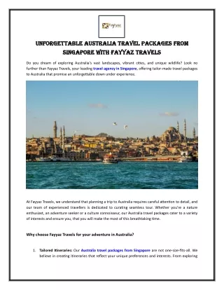 Unforgettable Australia Travel Packages from Singapore with Fayyaz Travels