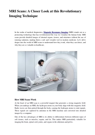 MRI Scans A Closer Look at this Revolutionary Imaging Technique