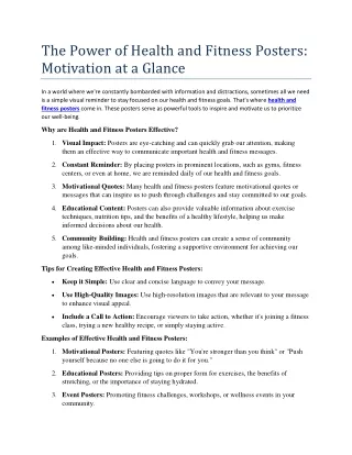 The Power of Health and Fitness Posters: Motivation at a Glance
