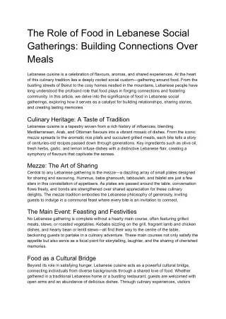 The Role of Food in Lebanese Social Gatherings_ Building Connections Over Meals