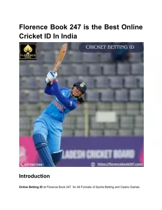 Florence Book 247 is the Best Online Cricket ID In India