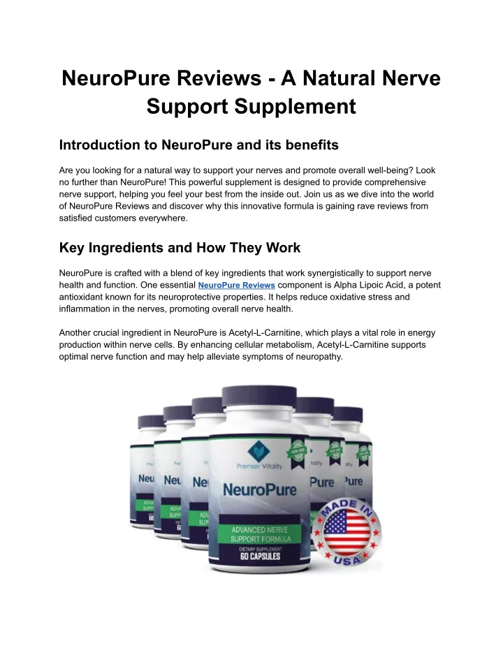 neuropure reviews a natural nerve support