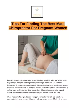 The Role of a Maui Chiropractor for Pregnant Women