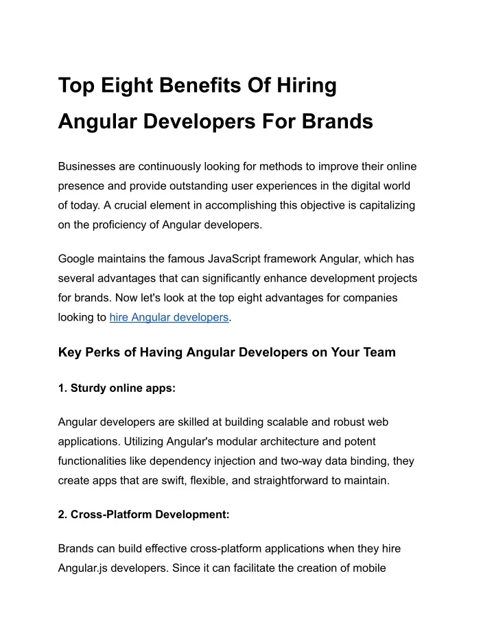 top eight benefits of hiring