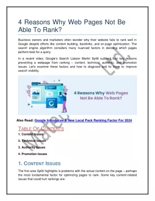 4 Reasons Why Web Pages Not Be Able To Rank