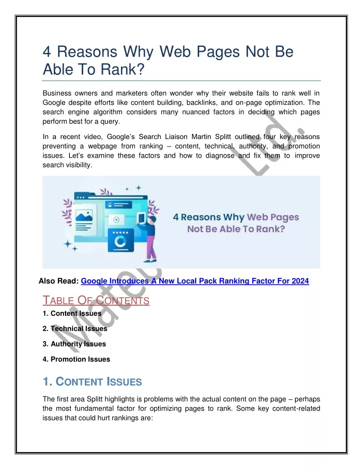 4 reasons why web pages not be able to rank